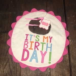 Girls Baby First Birthday Bib New